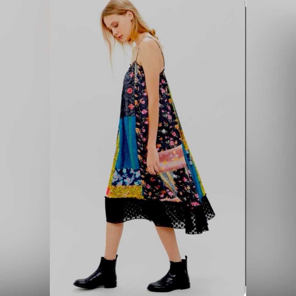 Urban Outfitters Kimchi Blue Mae Patchwork Midi Dress Small HTF~ EUC! Worn Once